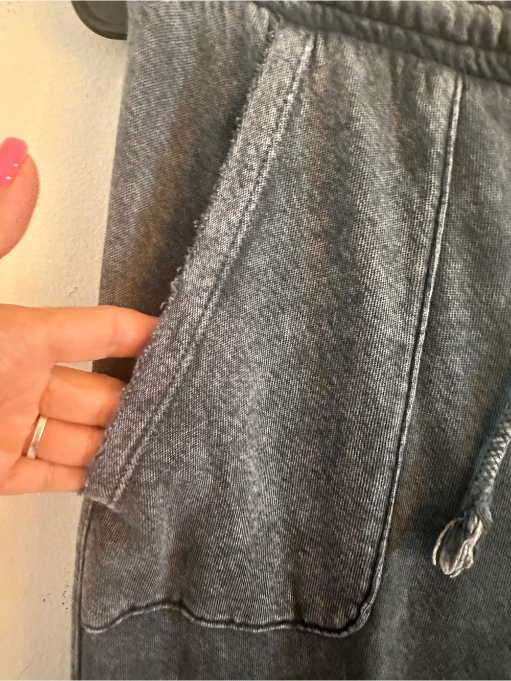 Three Bird Nest Mineral Wash Wide Leg Lounge Pants XL Gray Boho Raw Hem - Picture 3 of 6
